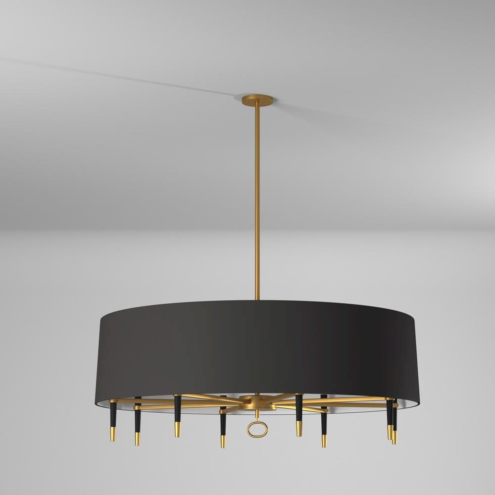 8LT Incandescent Horizontal Chand, VB, Blk Shade