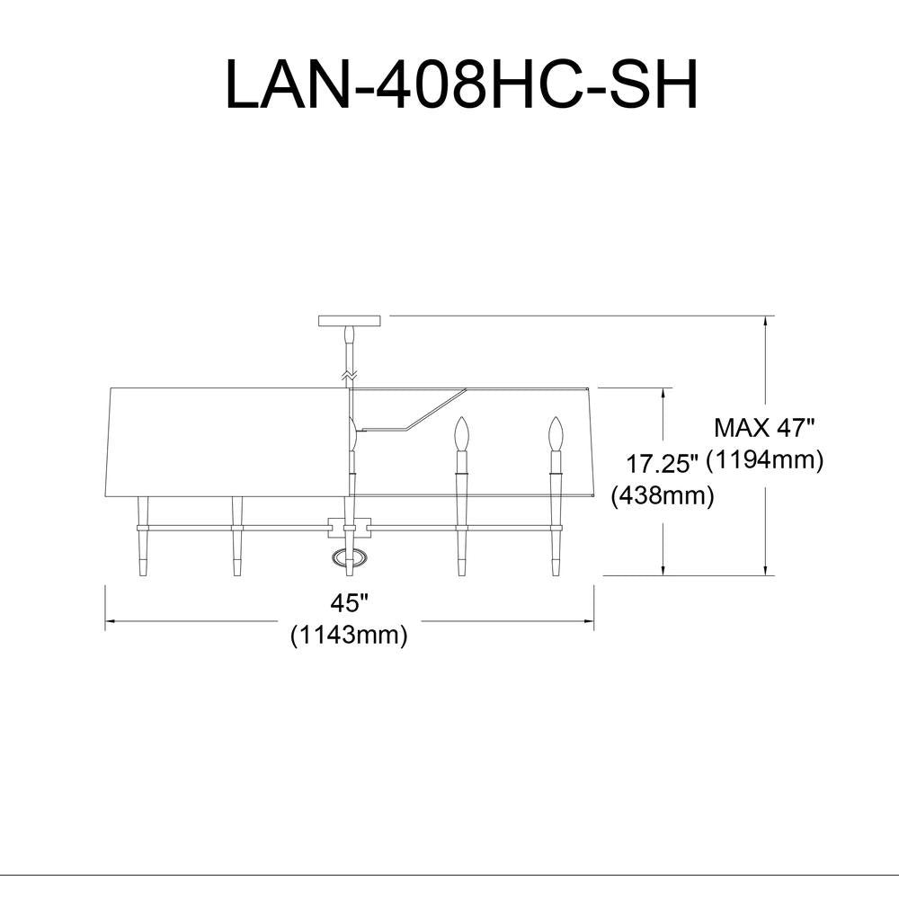 8LT Incandescent Horizontal Chand, VB, Blk Shade