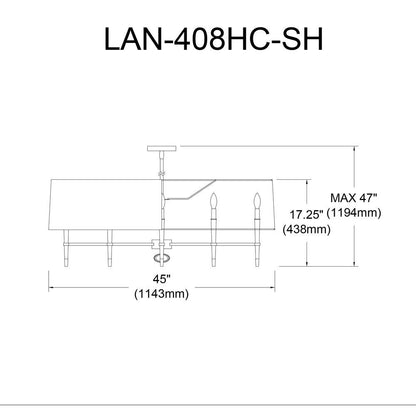 8LT Incandescent Horizontal Chand, VB, Blk Shade