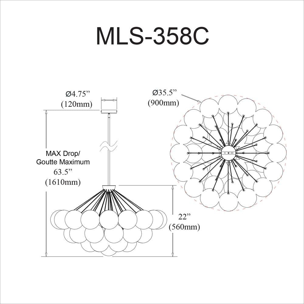 8LT Chandelier,  AGB, FR Glass