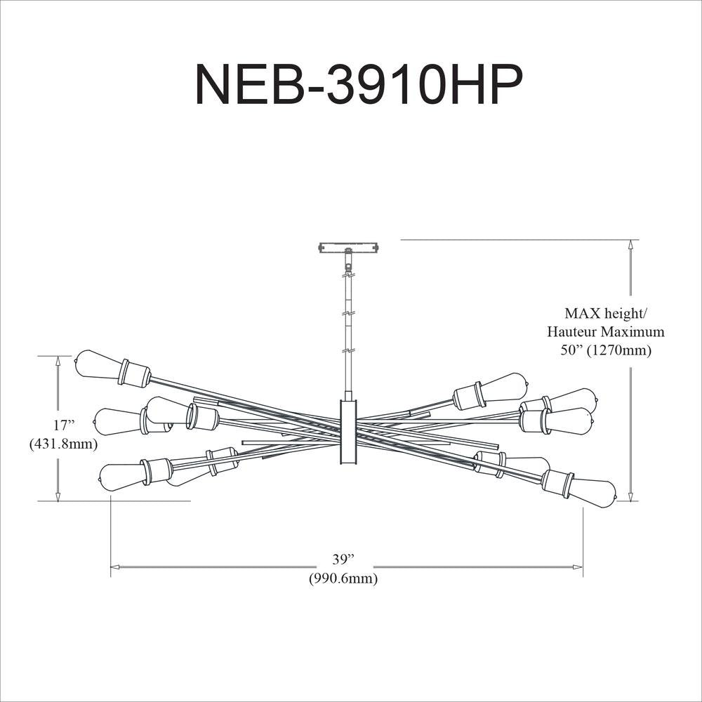 10LT Horizontal Pendant, Burnished Chrome Finish