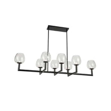 8LT Horiz Chandelier,  MB, CLR Glas