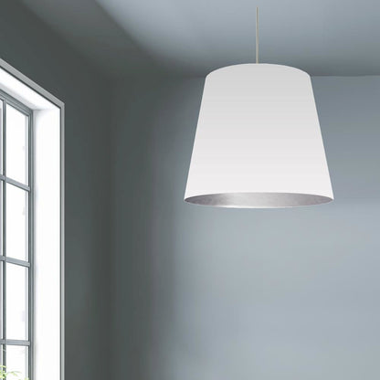 1LT Oversized Drum Pendant,Large - Wht/Slv