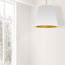 1LT Oversized Drum Pendant Large, WH/GLD Shade