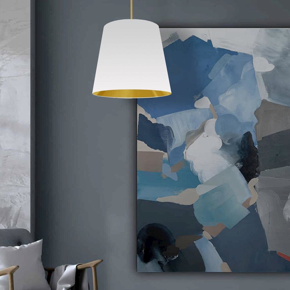 1LT Oversized Drum Pendant Medium, WH/GLD Shade