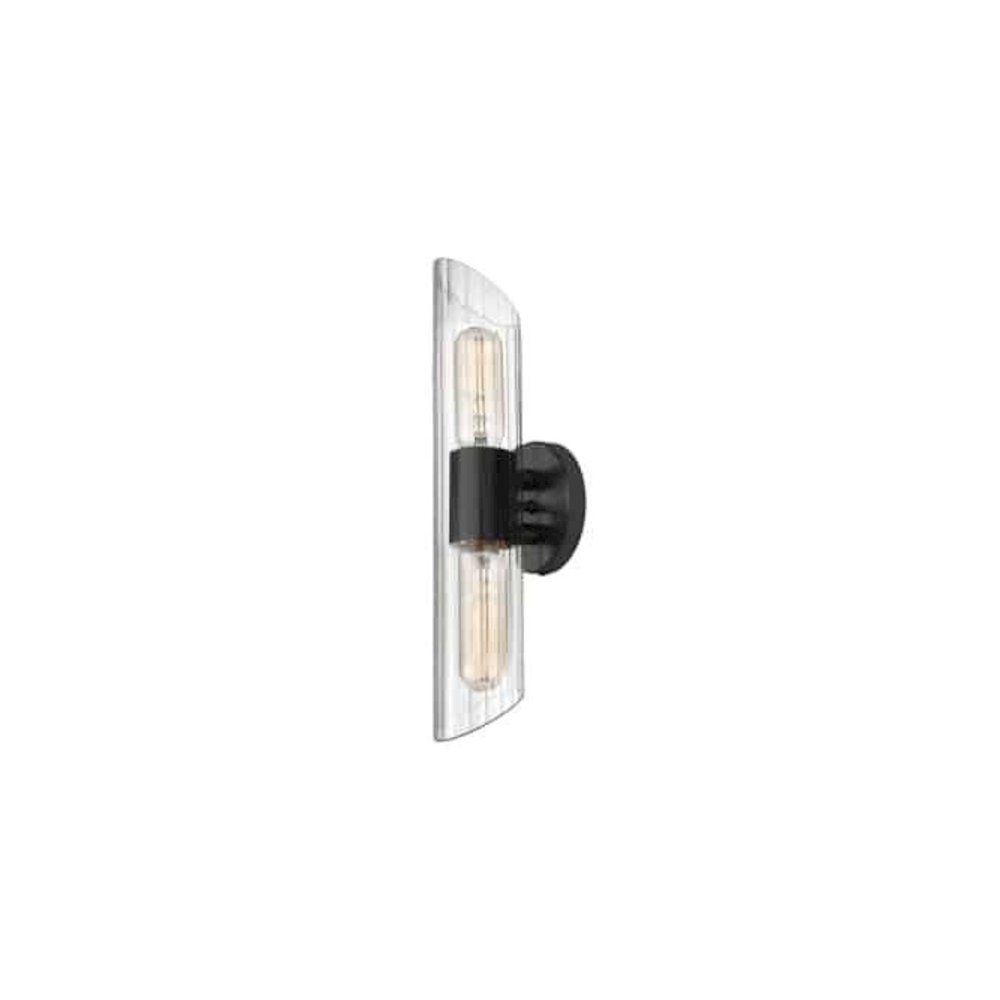 2LT Vanity, MB, Clear Fluted Glass
