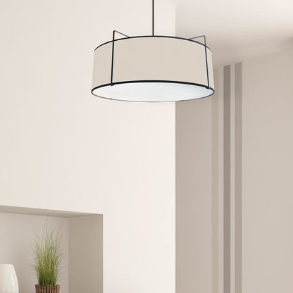 4LT Drum Pendant Black/CRM Shade, 790 Diff