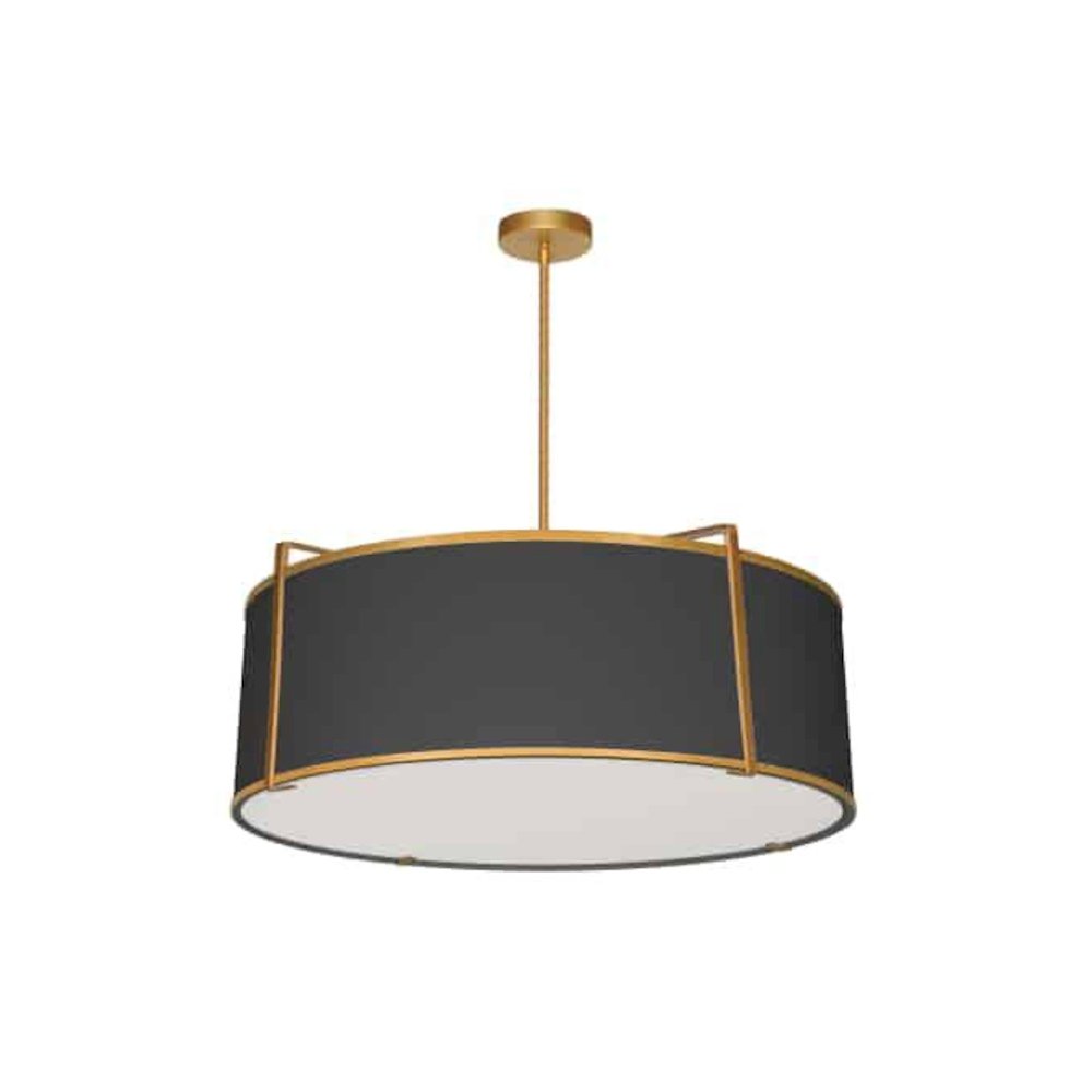 4LT Drum Pendant GLD/BK Shade,790Diff