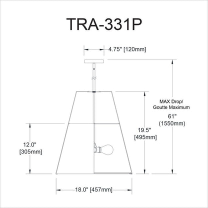 3LT Trapezoid Pendant GLD/BK Shade,790Diff