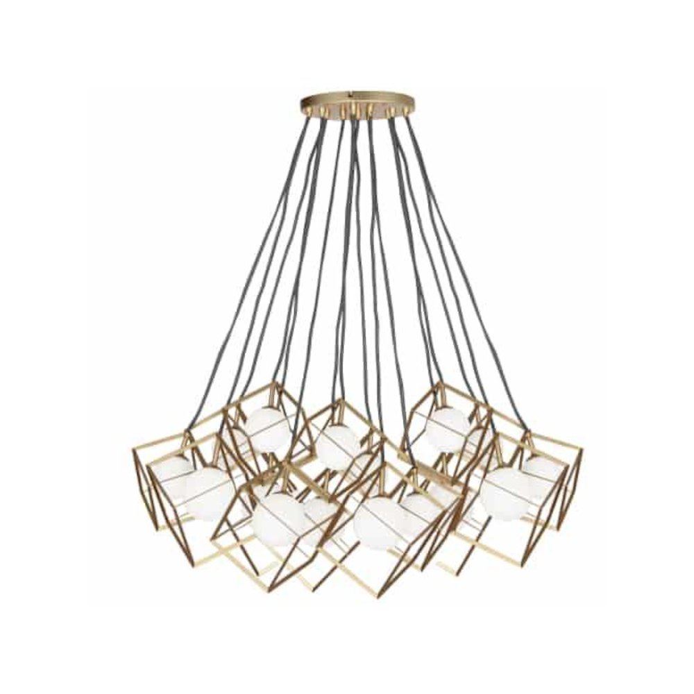 16LT Halogen Pendant,  GLD with WH Glass