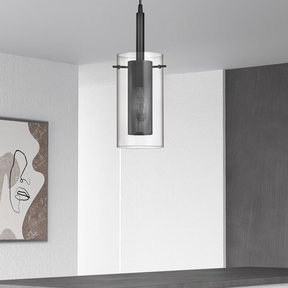1LT Incandescent Pendant,  MB, CLR Glass
