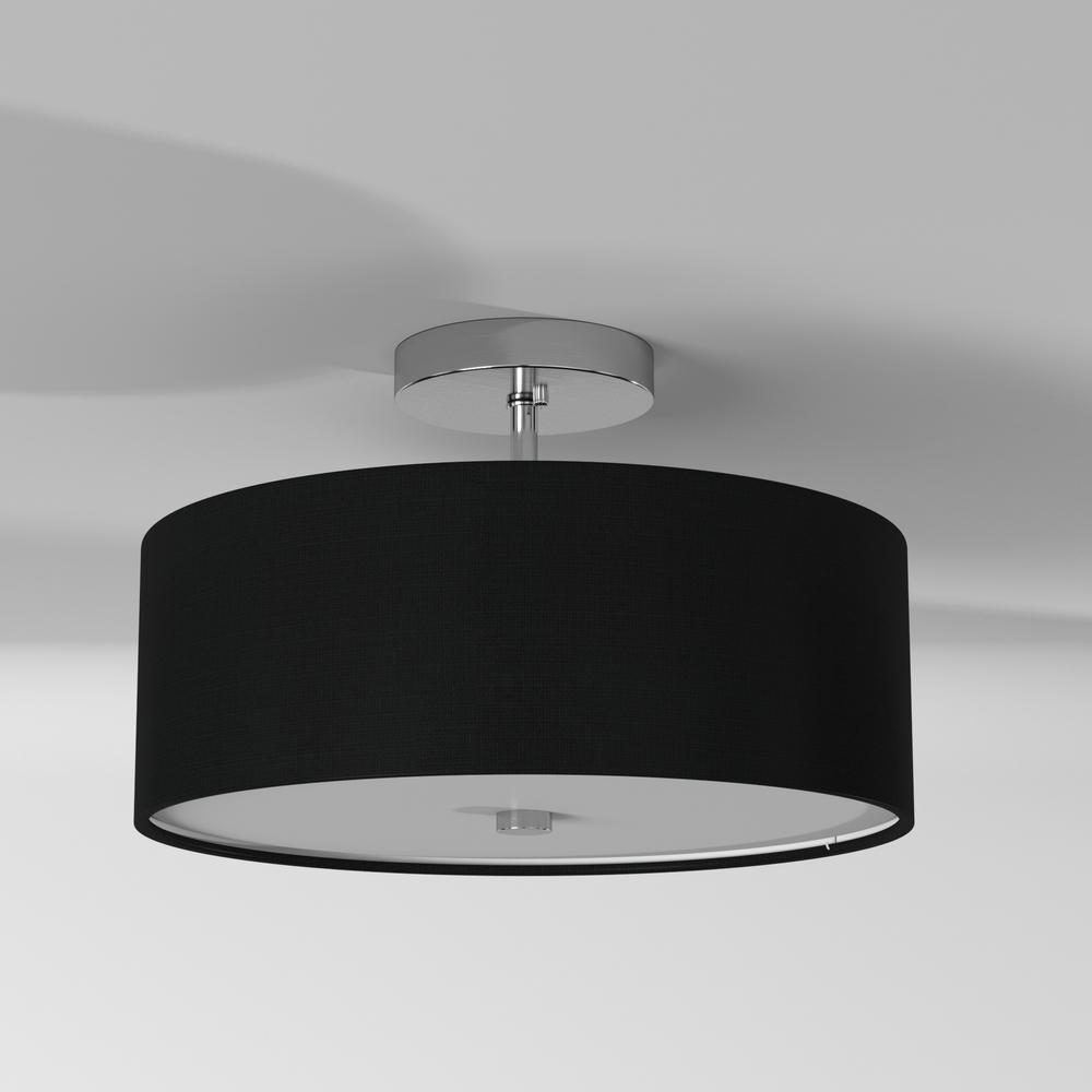 3LT Incandescent Semi-Flush PC, Black Shade
