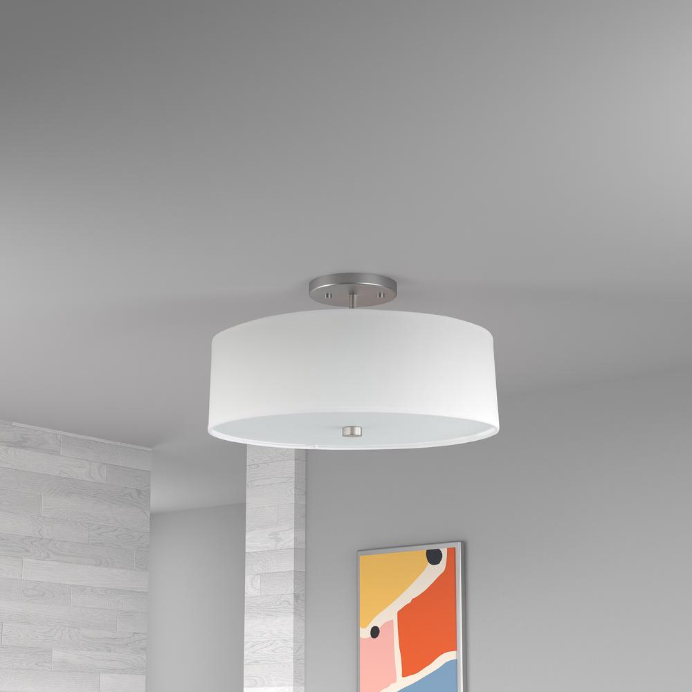 3LT Incandescent Semi-Flush SC, White Shade