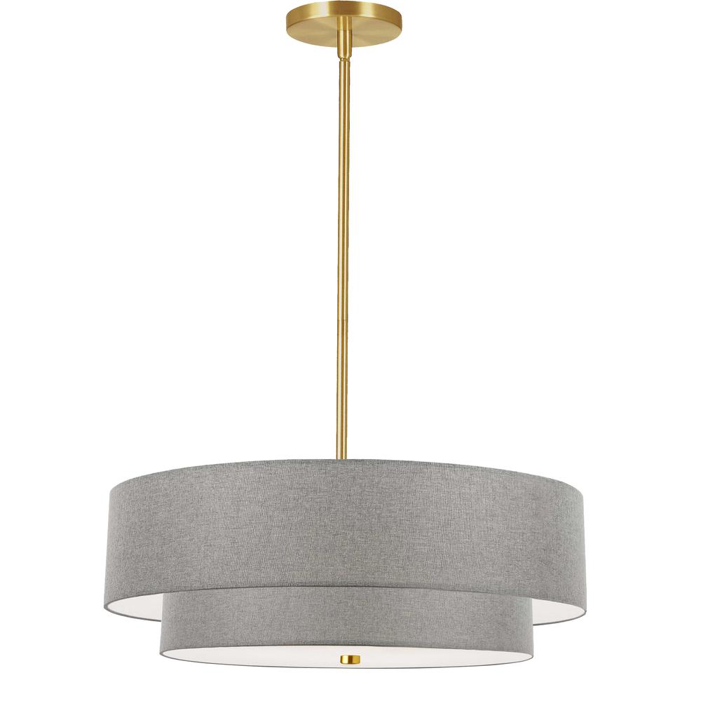 4LT Incand 2 Tier Pendant, AGB, GRY Shade
