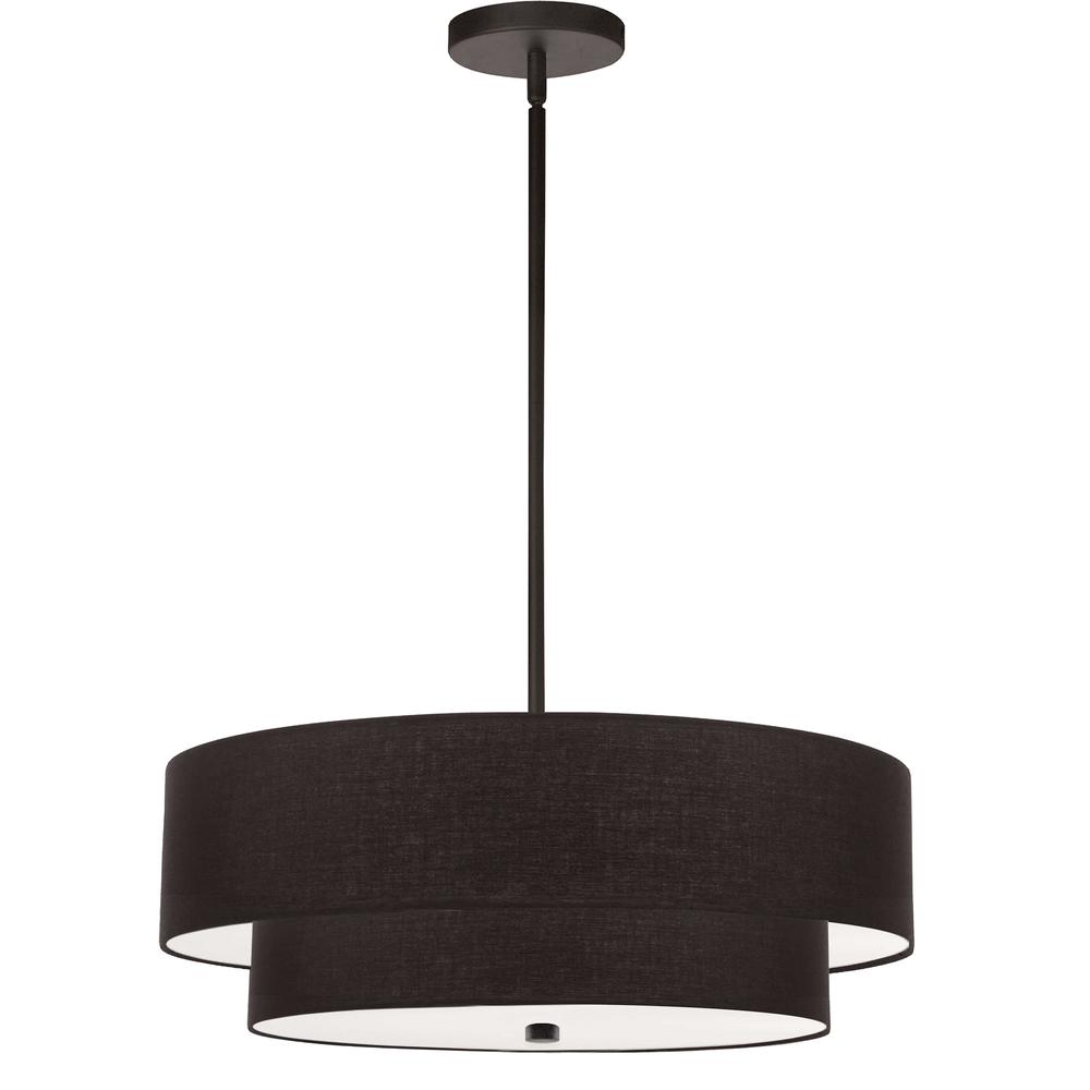 4LT Incand 2 Tier Pendant, MB, BK Shade