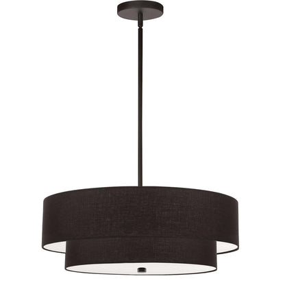 4LT Incand 2 Tier Pendant, MB, BK Shade