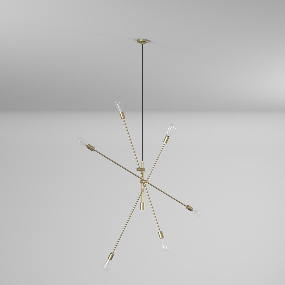6LT Incandescent Adjustable Pendant, Aged Brass