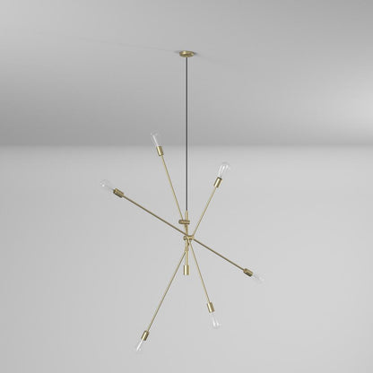 6LT Incandescent Adjustable Pendant, Aged Brass