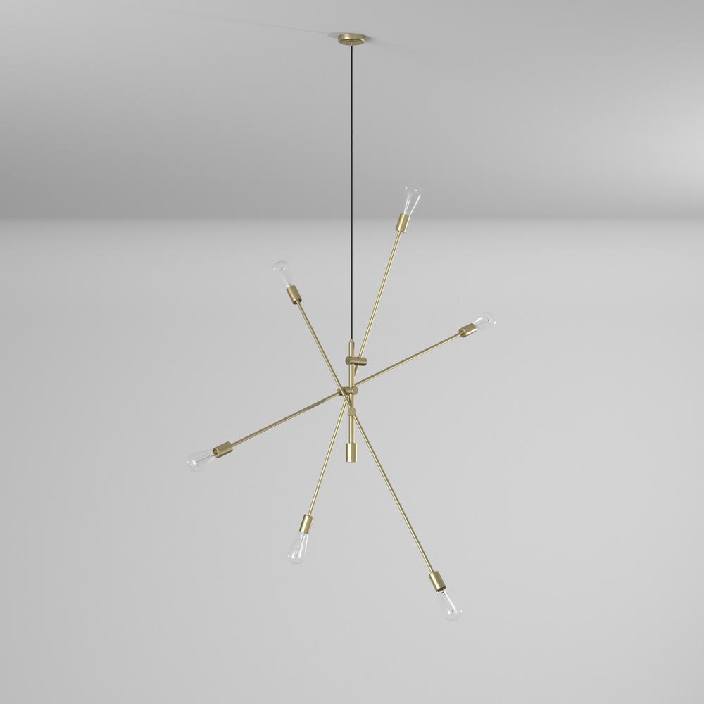 6LT Incandescent Adjustable Pendant, Aged Brass