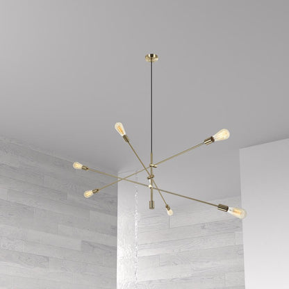 6LT Incandescent Adjustable Pendant, Aged Brass