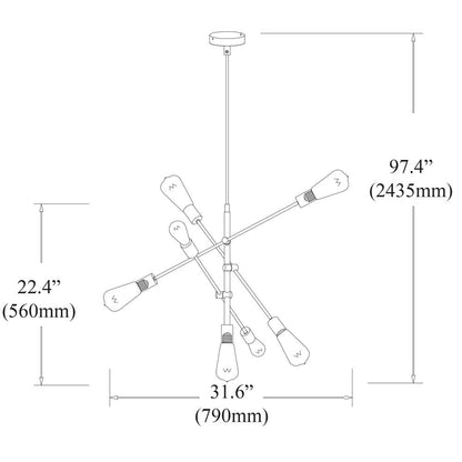 7LT Pendant, Black Finish