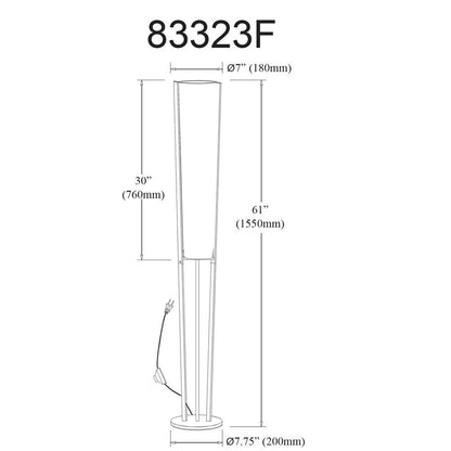 2LT Incand Floor Lamp, MB, WH Shade