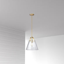 1LT Incandescent Pendant, Aged Brass,Clear Glass