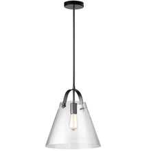 1LT Incandescent Pendant, Black, Clear Glass