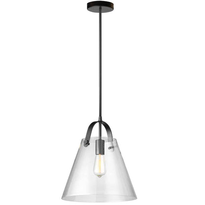 1LT Incandescent Pendant, Black, Clear Glass
