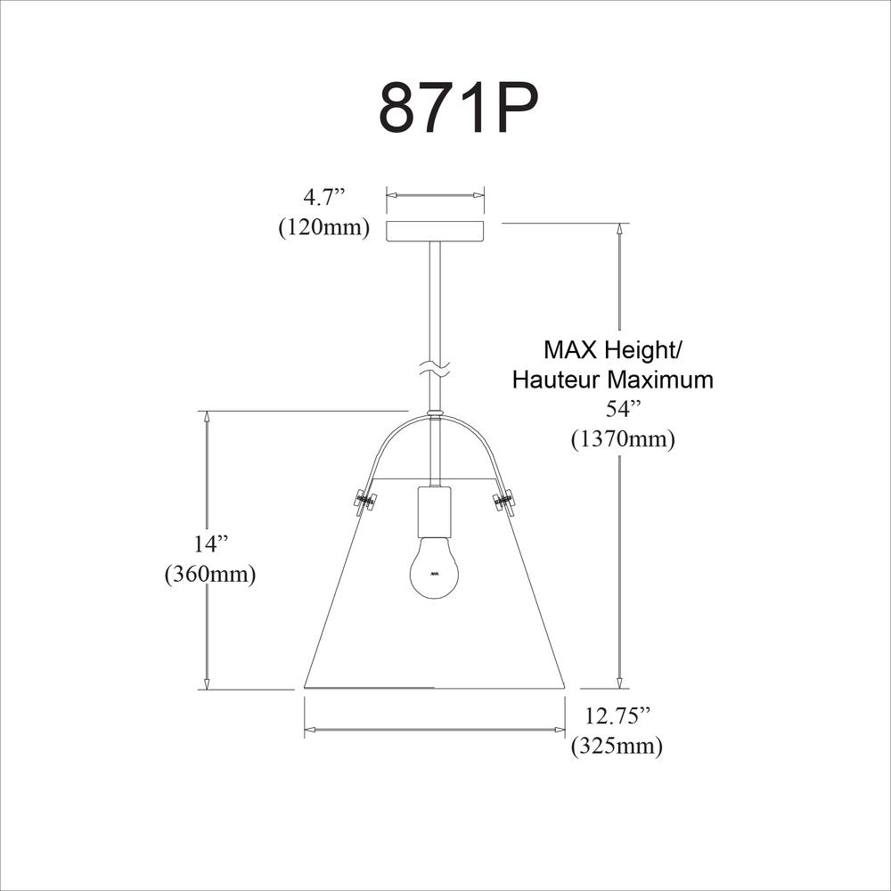1LT Incandescent Pendant, Black, Clear Glass