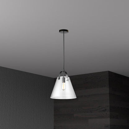 1LT Incandescent Pendant, Black, Clear Glass