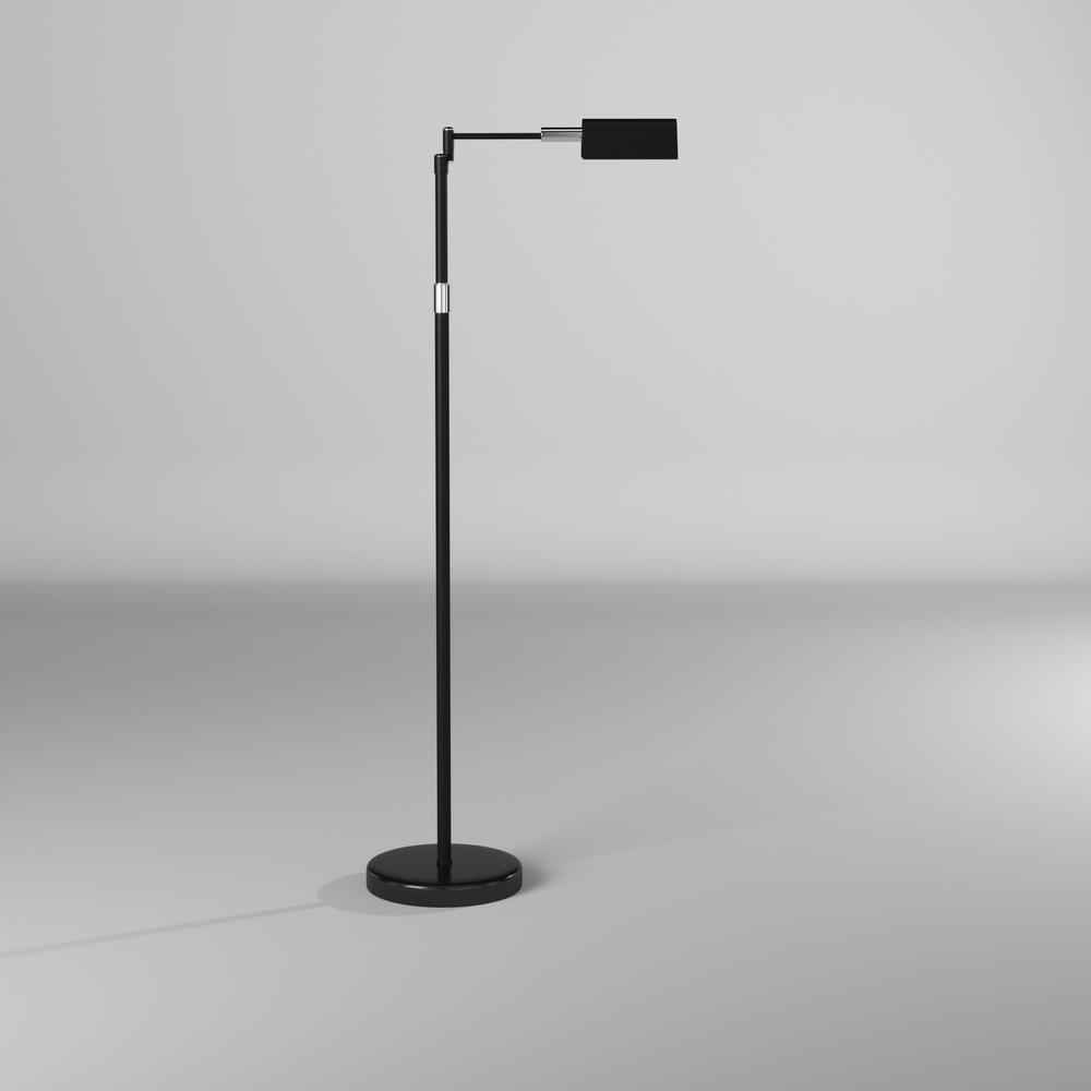 9W Swing Arm Floor, Black Finish