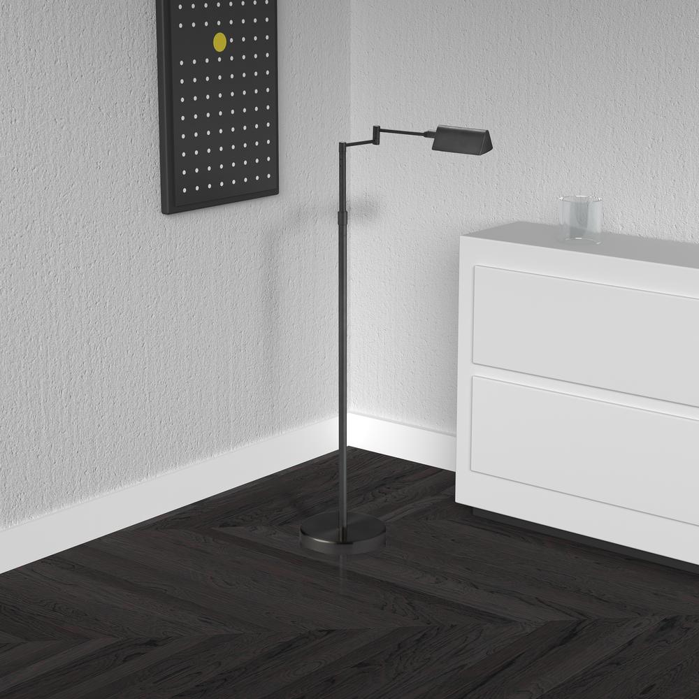 9W Swing Arm Floor, Black Finish