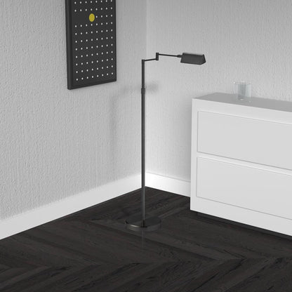 9W Swing Arm Floor, Black Finish
