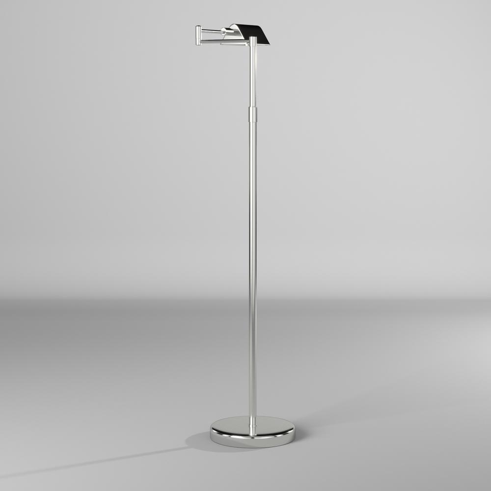 9W Swing Arm Floor, Satin Nickel Finish