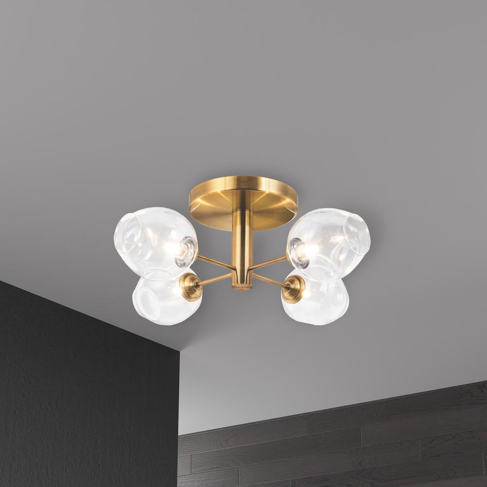 4LT Semi Flush, VB Finish, Clear Glass