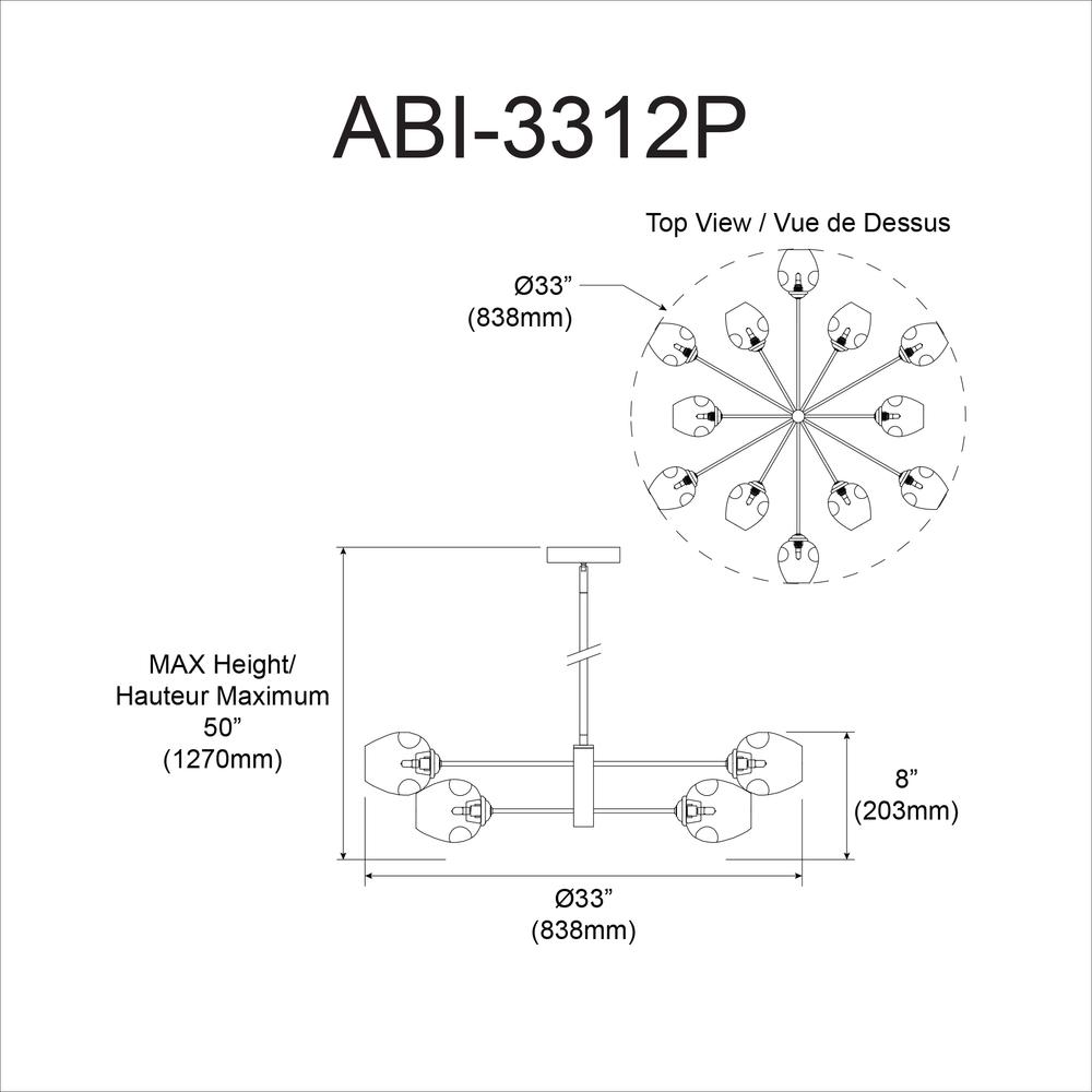 12LT Halogen Chandelier, PC with Clear Glass
