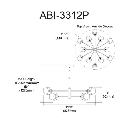 12LT Halogen Chandelier, PC with Clear Glass
