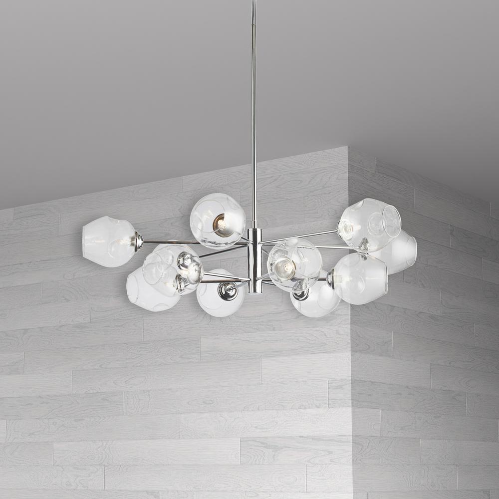 12LT Halogen Chandelier, PC with Clear Glass