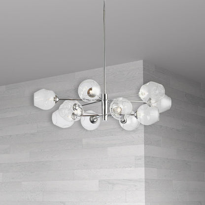 12LT Halogen Chandelier, PC with Clear Glass