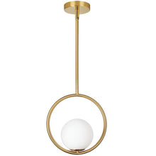 1LT Halogen Pendant AB Finish, White Glass
