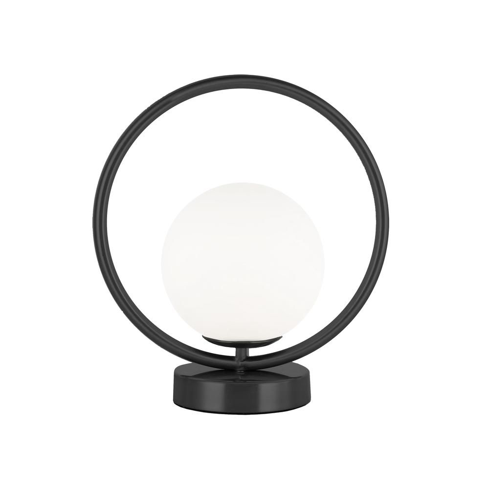 1LT Halogen Table Lamp Matte Black, WH Opal Glas