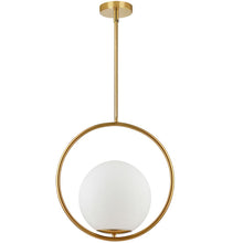 1LT Incandescent Pendant, AGB, WH Opal Glass