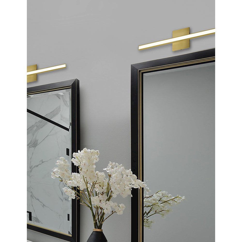 18W Colour Changing Vanity Aged Brass with Frosted Acrylic Diffuser