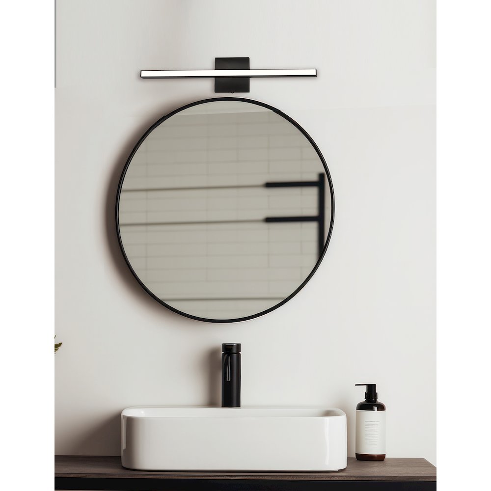 18W Colour Changing Vanity Matte Black with Frosted Acrylic Diffuser