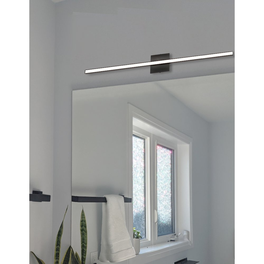 24W Colour Changing Vanity Matte Black with Frosted Acrylic Diffuser