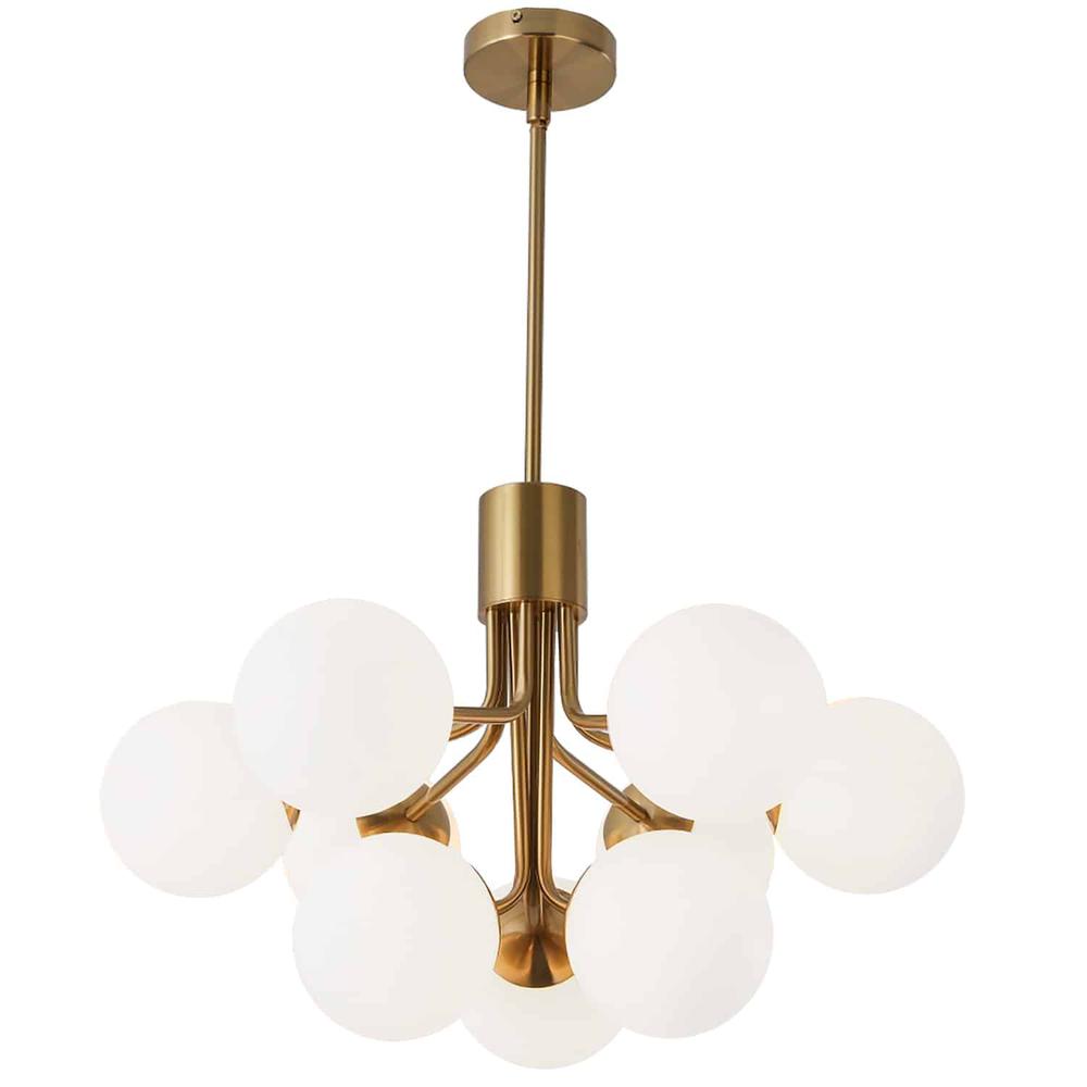 9LT Chandelier, AGB Finish, Opal Glass