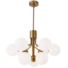 9LT Chandelier, AGB Finish, Opal Glass