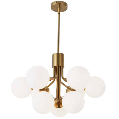 9LT Chandelier, AGB Finish, Opal Glass