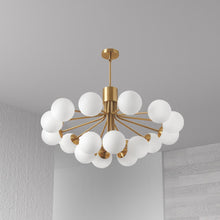 9LT Chandelier, AGB Finish, Opal Glass